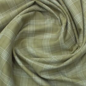 J.Hampstead by Siyaram's Men's Sand Beige Checks Terry Rayon Trouser Fabric (Unstitched - 1.25 Mtr)