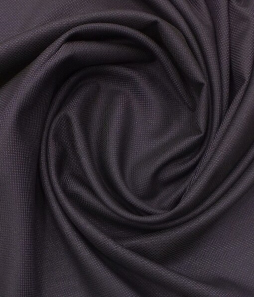 Mark & Peanni Eggplant Purple Royal Oxford Weave Structured Premium Party Wear Three Piece Unstitched Suit Length Fabric (Unstitched - 3.75 Mtr)