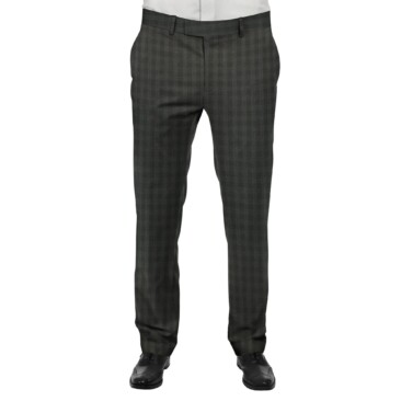 Reid & Taylor Men's Blackish Grey Self Checks Poly Viscose Trouser Fabric (Unstitched - 1.25 Mtr)