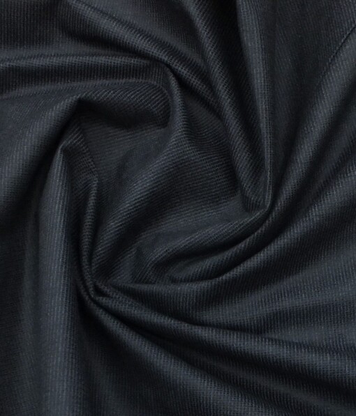 Arvind Blue Self Design 98% Cotton Stretchable Corduroy Trouser Fabric (Unstitched - 1.30 Mtr)