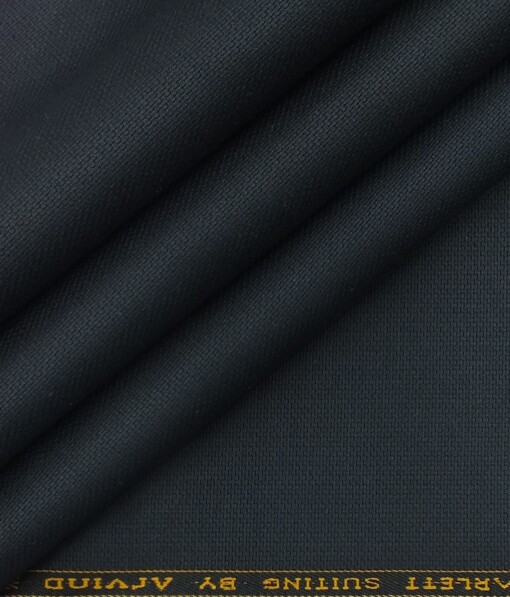 Arvind Navy Blue 100% Cotton Structured Trouser Fabric (Unstitched - 1.30 Mtr)