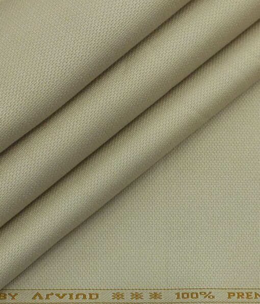 Arvind Oat Beige 100% Cotton Structured Trouser Fabric (Unstitched - 1.30 Mtr)