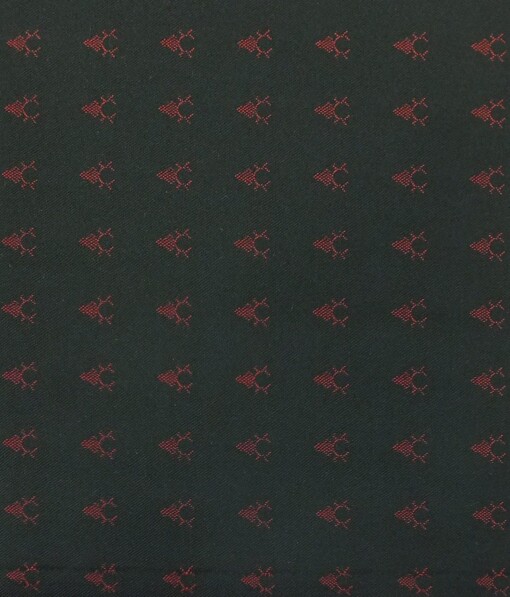 Don & Julio (D & J) Black Base Red Dobby Premium Bandh Gala or Blazer Fabric (Unstitched - 2 Mtr)