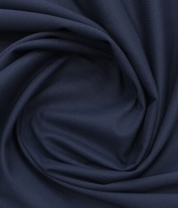 J.hampstead by Siyaram's Dark Royal Blue 98% Giza Cotton Printed Stretchable Trouser Fabric (Unstitched - 1.30 Mtr)