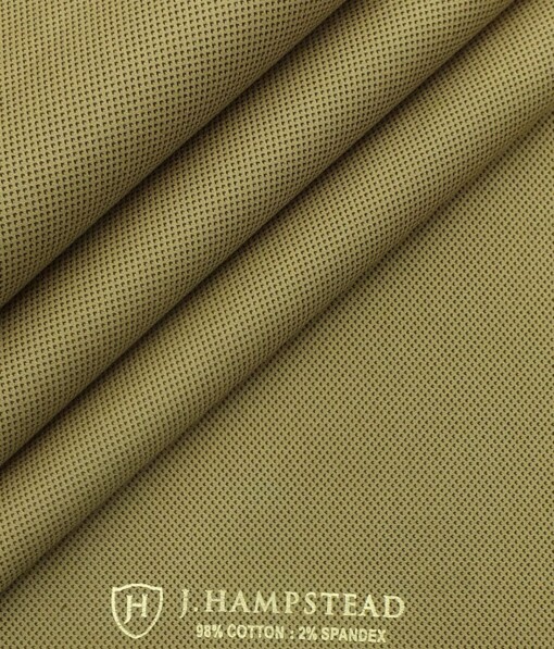 J.hampstead by Siyaram's Fawn Beige 98% Giza Cotton Printed Stretchable Trouser Fabric (Unstitched - 1.30 Mtr)