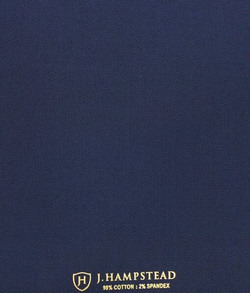 J.hampstead by Siyaram's Royal Blue 98% Giza Cotton Printed Stretchable Trouser Fabric (Unstitched - 1.30 Mtr)