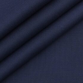 J.hampstead by Siyaram's Royal Blue 98% Giza Cotton Printed Stretchable Trouser Fabric (Unstitched - 1.30 Mtr)