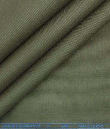J.hampstead by Siyaram's Light Mehandi Green 100% Cotton Structured Trouser Fabric (Unstitched - 1.30 Mtr)