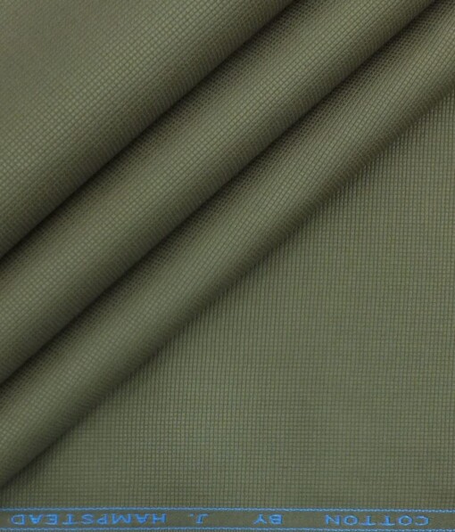 J.hampstead by Siyaram's Light Mehandi Green 100% Cotton Structured Trouser Fabric (Unstitched - 1.30 Mtr)