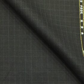 J.Hampstead by Siyaram's Dark Grey Self Check Super 100's 20% Wool Premium Unstitched Three Piece Suit Fabric (3.75 Mtr)