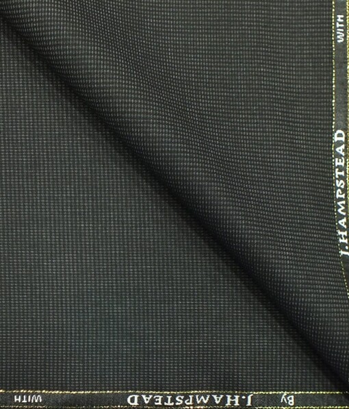J.Hampstead by Siyaram's Dark Grey Self Structured Super 100's 20% Wool Premium Unstitched Three Piece Suit Fabric (3.75 Mtr)