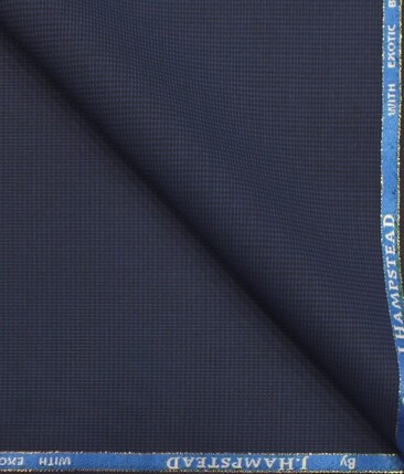 J.Hampstead by Siyaram's Dark Royal Blue Structured Super 100's 20% Wool Premium Unstitched Three Piece Suit Fabric (3.75 Mtr)