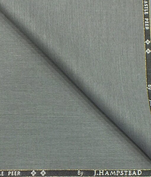 J.Hampstead by Siyaram's  Light Silver Grey Self Design Super 100's 20% Wool Premium Unstitched Three Piece Suit Fabric (3.75 Mtr)