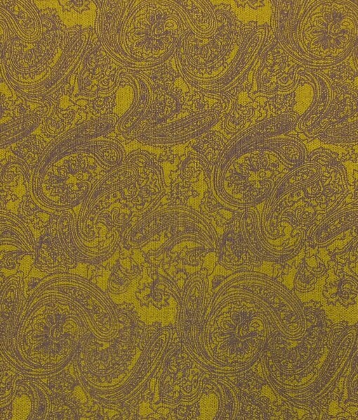 Mark & Peanni Mustard Yellow Jute Weave Damask Print Premium Bandh Gala or Blazer Fabric (Unstitched - 2 Mtr)