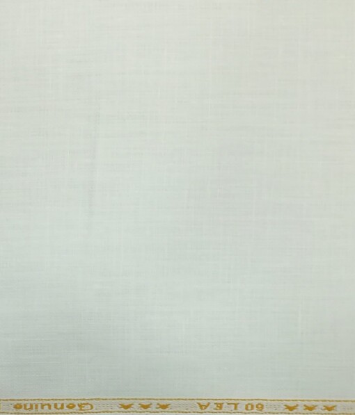 Linen Club White 100% Pure Linen 60 LEA Self Design Shirt Fabric (1.60 M)