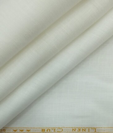 Linen Club White 100% Pure Linen 60 LEA Self Design Shirt Fabric (1.60 M)