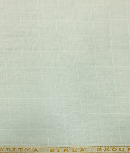 Linen Club White 100% Pure Linen 60 LEA Self Check Shirt Fabric (1.60 M)