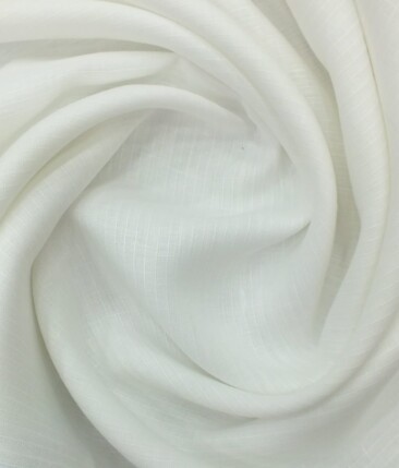 Linen Club White 100% Pure Linen 60 LEA Self Stripes Shirt Fabric (1.60 M)