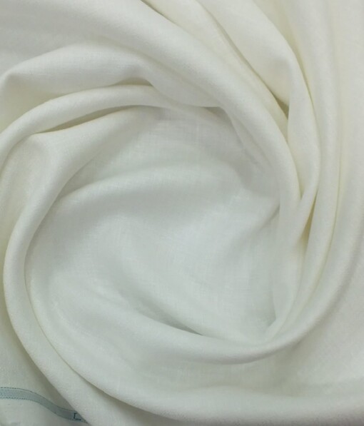 Linen Club White 100% Pure Linen 60 LEA Self Structured Shirt Fabric (1.60 M)