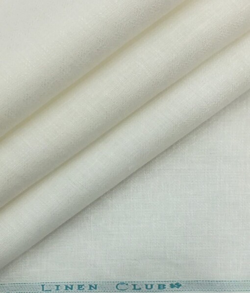 Linen Club White 100% Pure Linen 60 LEA Self Structured Shirt Fabric (1.60 M)