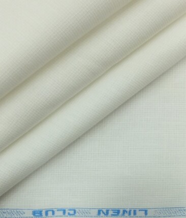 Linen Club White 100% Pure Linen 60 LEA Structured Shirt Fabric (1.60 M)