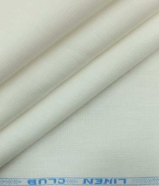 Linen Club White 100% Pure Linen 60 LEA Structured Shirt Fabric (1.60 M)