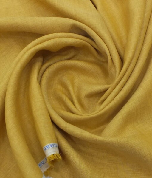 Linen Club Butterscotch Beige 100% Pure Linen 60 LEA Self Design Shirt Fabric (1.60 M)
