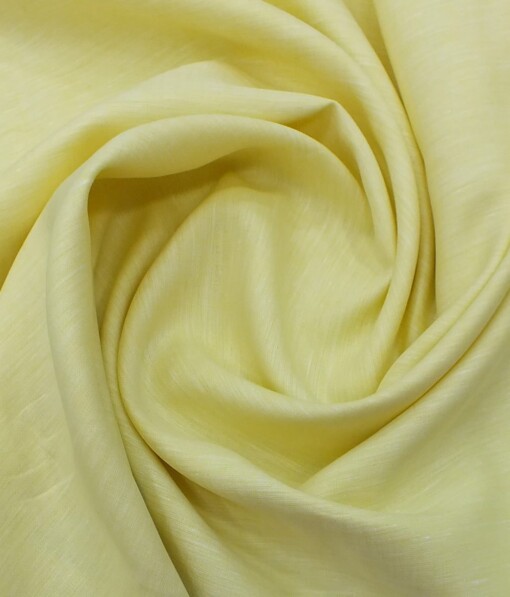 Linen Club Light Daffodil Yellow 100% Pure Linen 60 LEA Self Design Shirt Fabric (1.60 M)