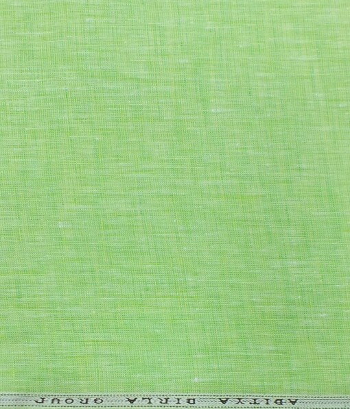 Linen Club Light Lime Green 100% Pure Linen 60 LEA Self Design Shirt Fabric (1.60 M)