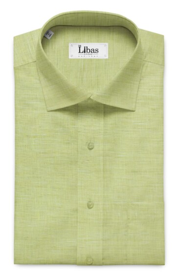 Linen Club Light Yellowish Beige 100% Pure Linen 60 LEA Self Design Shirt Fabric (1.60 M)