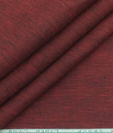 Linen Club Maroon Red 100% Pure Linen 60 LEA Self Design Shirt Fabric (1.60 M)