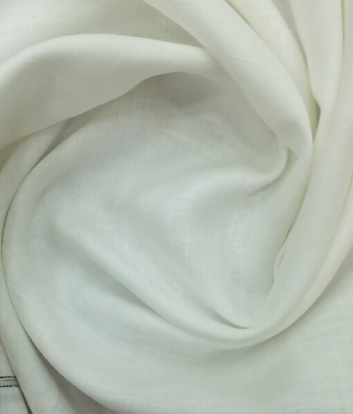 Linen Club White 100% Pure Linen 80 LEA Self Design Shirt Fabric (1.60 M)