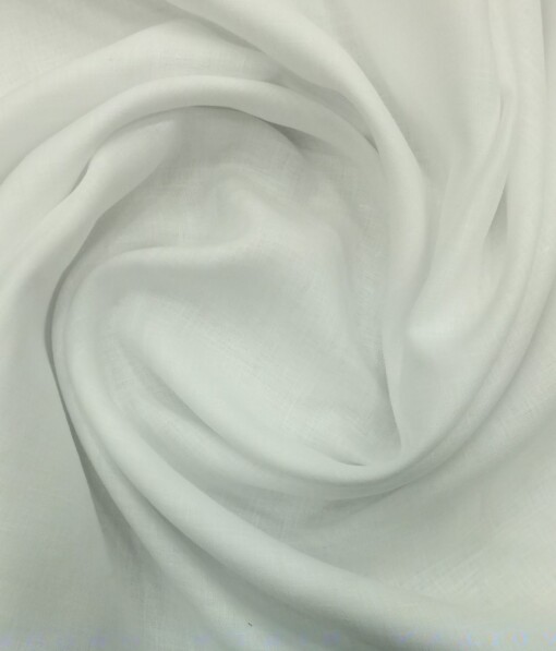 Linen Club White 100% Pure Linen 100 LEA Self Design Shirt Fabric (1.60 M)