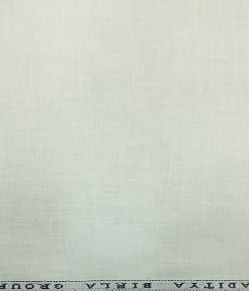 Linen Club White 100% Pure Linen 100 LEA Self Design Shirt Fabric (1.60 M)