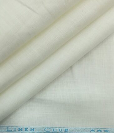 Linen Club Off-White 100% Super Fine Pure Linen 100 LEA Self Design Shirt Fabric (1.60 M)