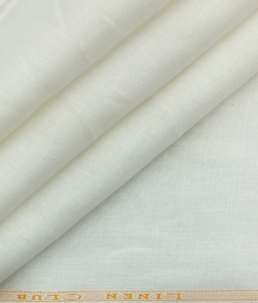 Linen Club White 100% Pure Linen Solids Shirt Fabric (1.60 M)