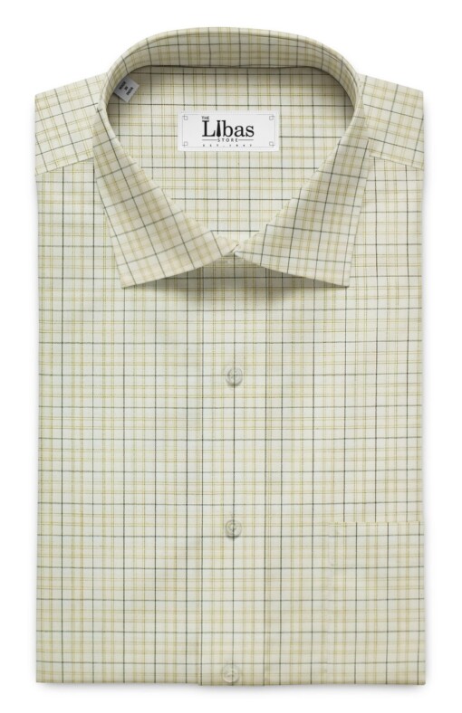Arvind Men's Off White 100% Premium Cotton Multicolor Check Shirt Fabric (1.60 M)
