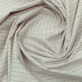 Arvind Men's Off White 100% Premium Cotton Dark Purple Check Shirt Fabric (1.60 M)