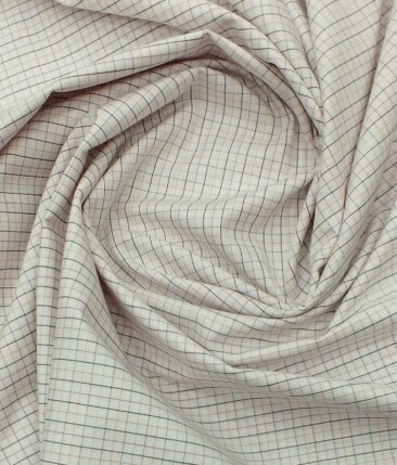 Arvind Men's Off White 100% Premium Cotton Dark Purple Check Shirt Fabric (1.60 M)