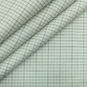 Arvind Men's Off- White 100% Premium Cotton Green Check Shirt Fabric (1.60 M)