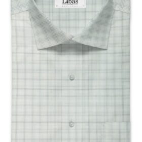 Arvind Men's White 100% Premium Cotton Blue & Black Check Shirt Fabric (1.60 M)