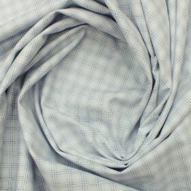 Arvind Men's White 100% Premium Cotton Blue & Black Check Shirt Fabric (1.60 M)