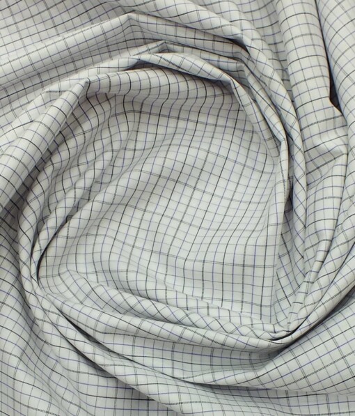 Arvind Men's White 100% Premium Cotton Purple Check Shirt Fabric (1.60 M)