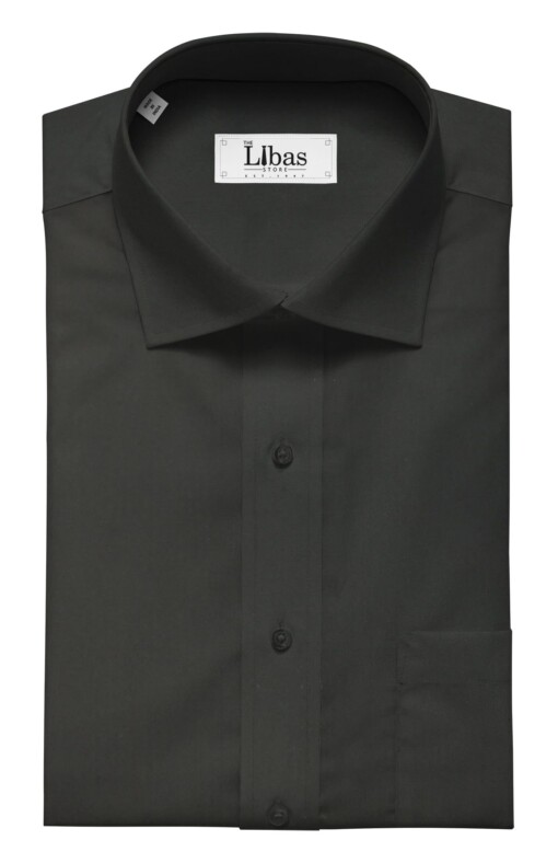 Birla Century Men's Jet Black 70's Giza Cotton Solid Shirt Fabric (1.60 M)