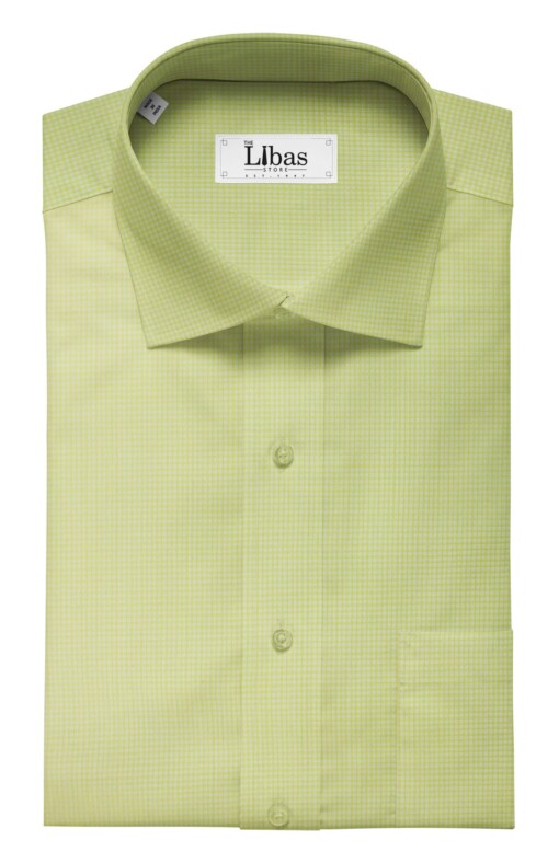 Bombay Rayon Men's Lemon Yellow 100% Cotton Structured Check Shirt Fabric (1.60 M)