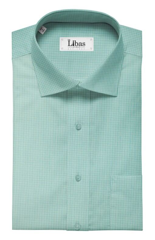 Bombay Rayon Men's Sea Green 100% Cotton Micro Checks Shirt Fabric (1.60 M)