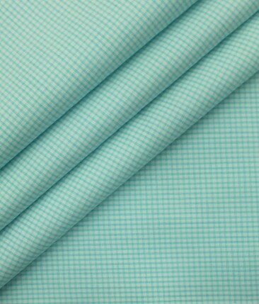 Bombay Rayon Men's Sea Green 100% Cotton Micro Checks Shirt Fabric (1.60 M)