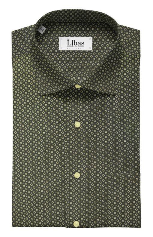 Cadini by Siyaram's Men's Black & Beige 100% Cotton Printed Shirt Fabric (1.60 M)