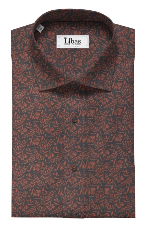 Cadini by Siyaram's Men's Black & Red 100% Cotton Damask Print Shirt Fabric (1.60 M)