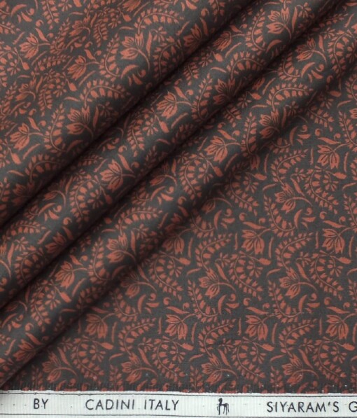 Cadini by Siyaram's Men's Black & Red 100% Cotton Damask Print Shirt Fabric (1.60 M)
